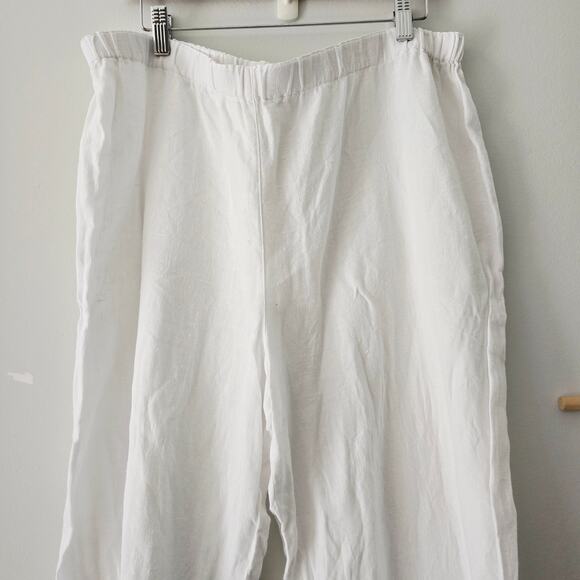 Chico's White Linen Wide Leg Pants Lagenlook Size 3 Large - Picture 3 of 9